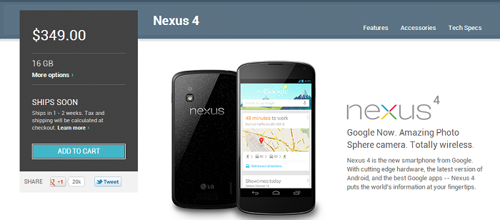 Fresh Stock of Nexus 4 Devices Hit the Play Store [Go Now!]