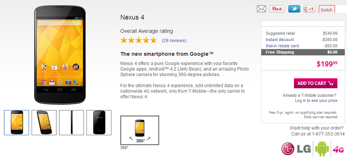 Still Interested in Picking up a Nexus 4? T-Mobile has Them in Stock Online